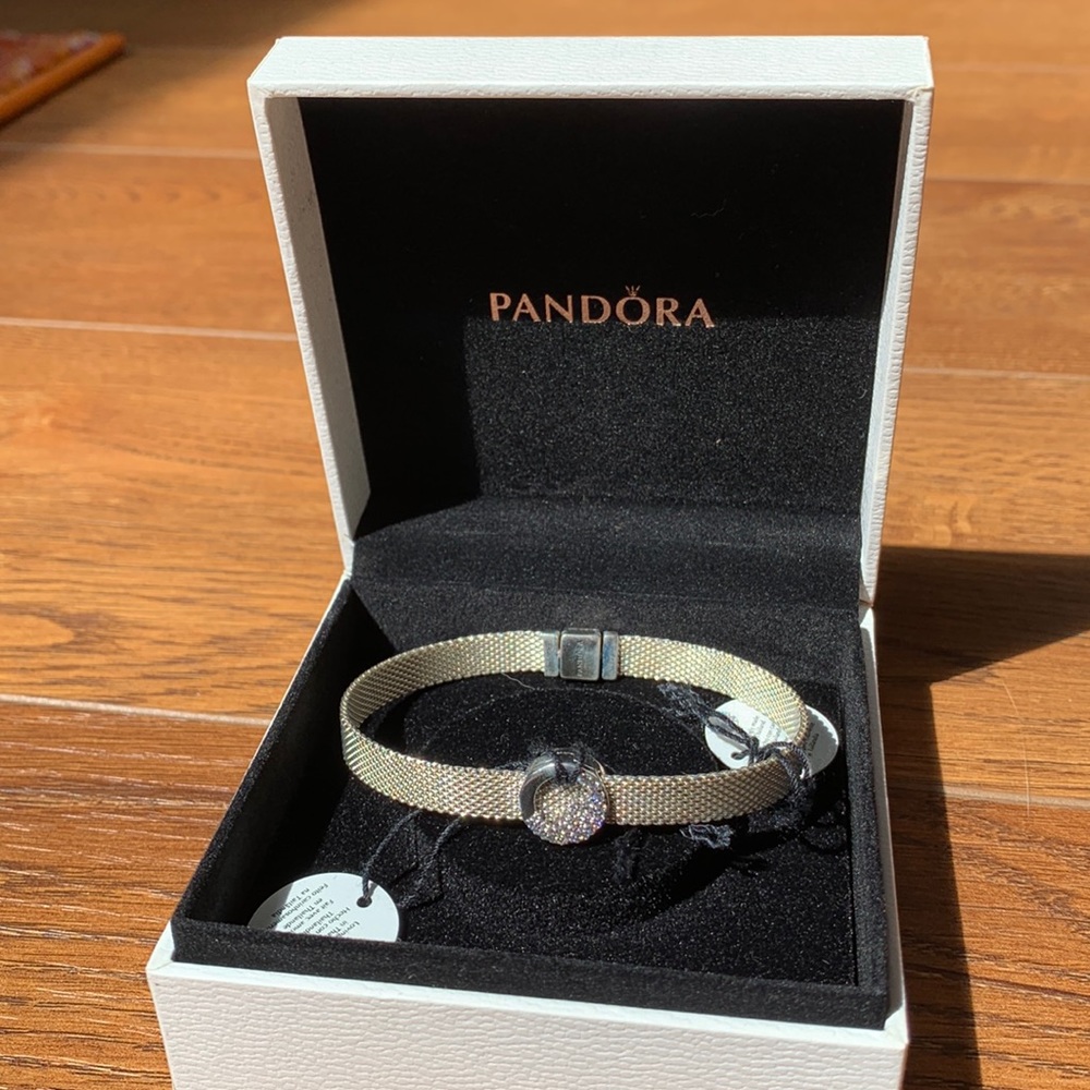 Pandora mesh bracelet with charm